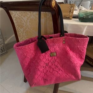 Louis Vuitton Pink Tote Bag with Black Handles